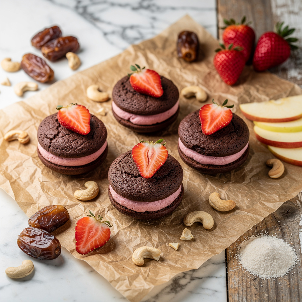 Chocolate-Strawberry Vegan Whoopie Pies