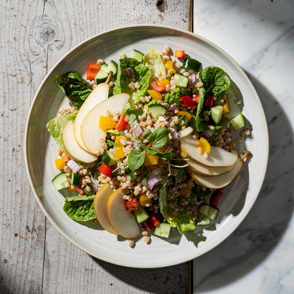 Chopped Barley Salad with Pears