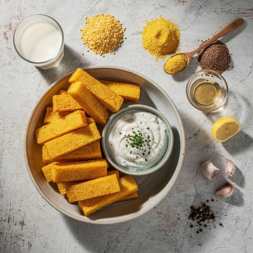 Crispy Baked Polenta Sticks with Ranch Dip