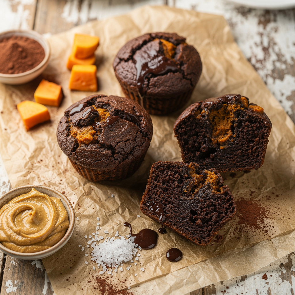 Flourless Chocolate Pumpkin Muffins