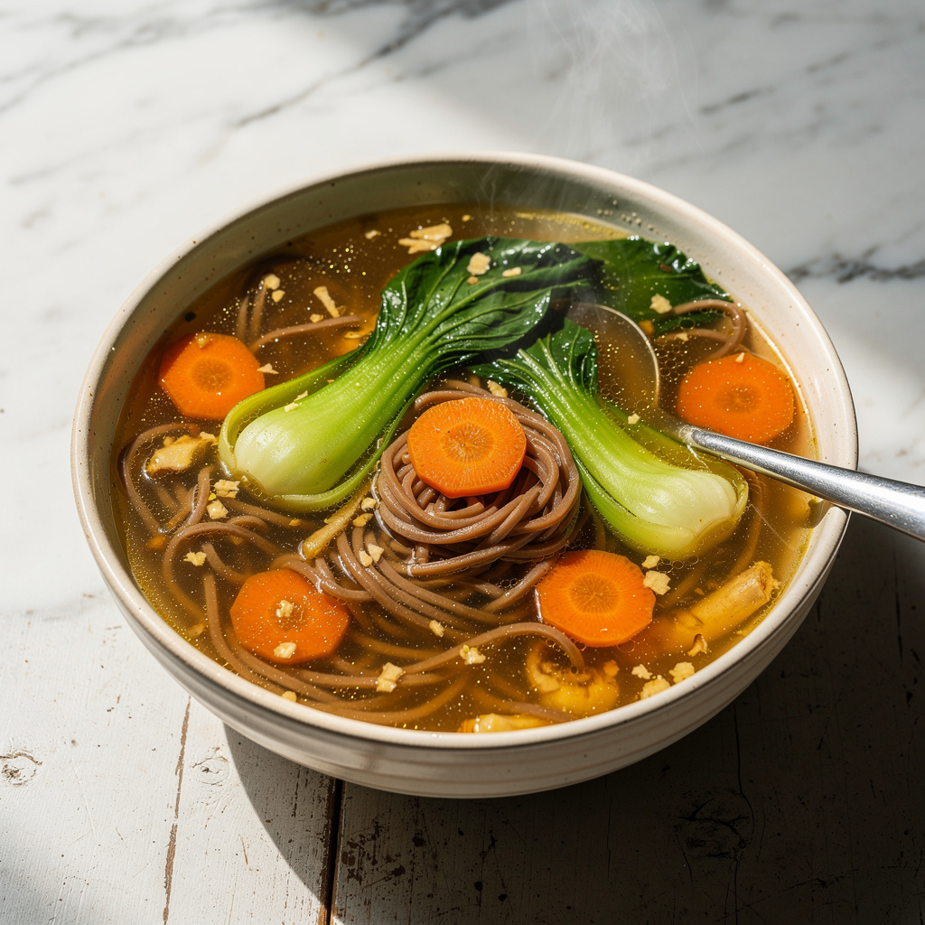 Garlicky Bok Choy Noodle Soup