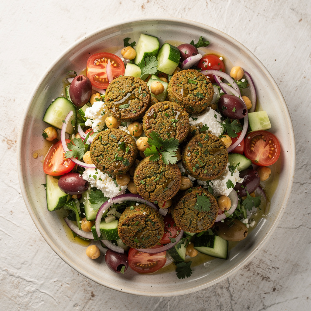 Greek Salad with Air-Fryer Falafel