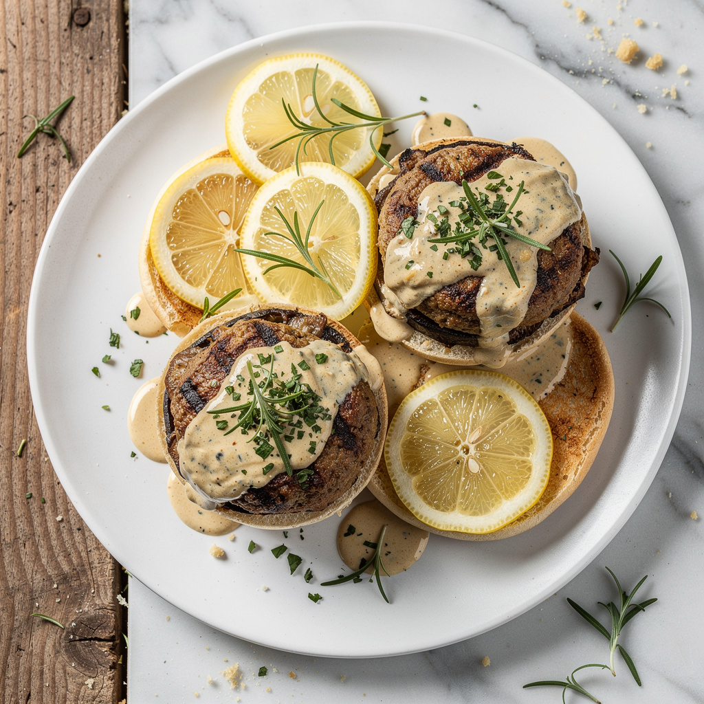 Grilled Mushroom Burgers with Tarragon Crema