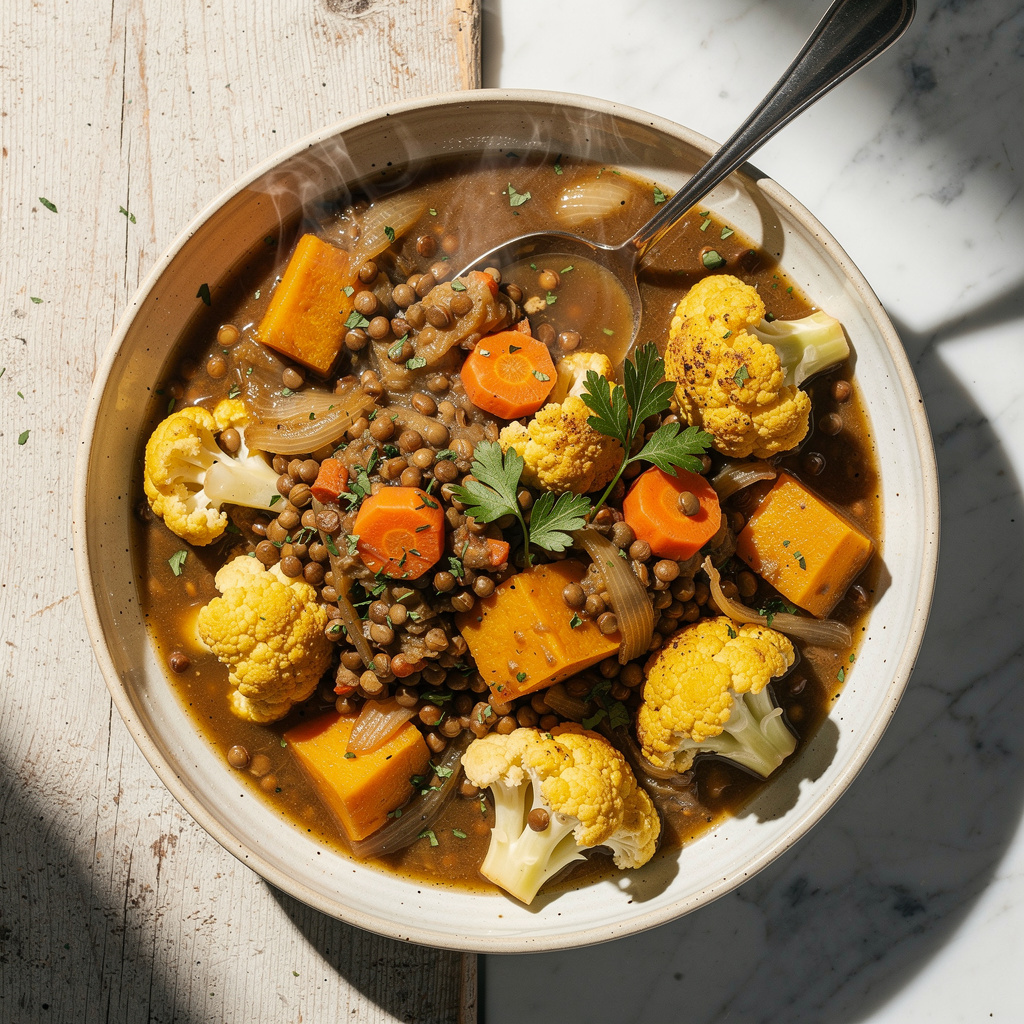 Harvest Vegetable Casserole with Lentils and Gravy