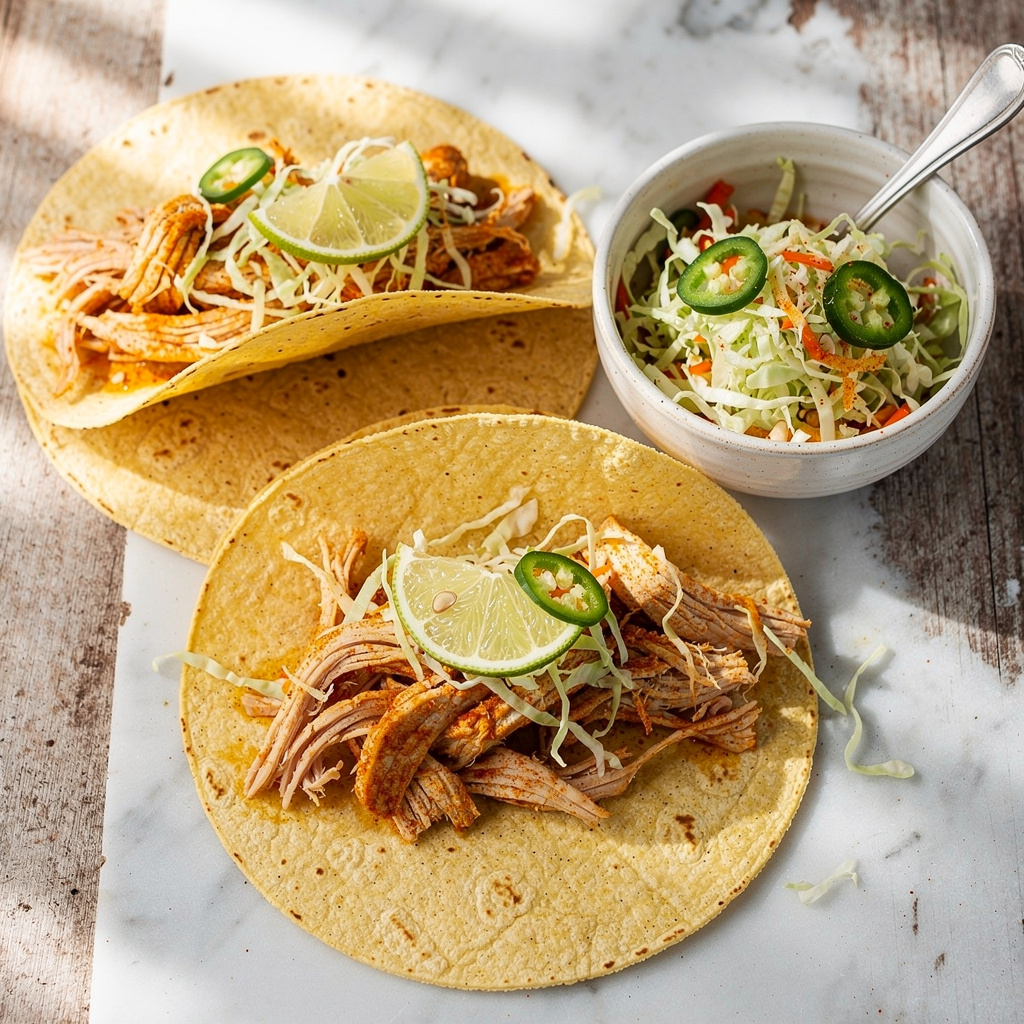 Healthy Chicken Tacos (Slow cooker!)