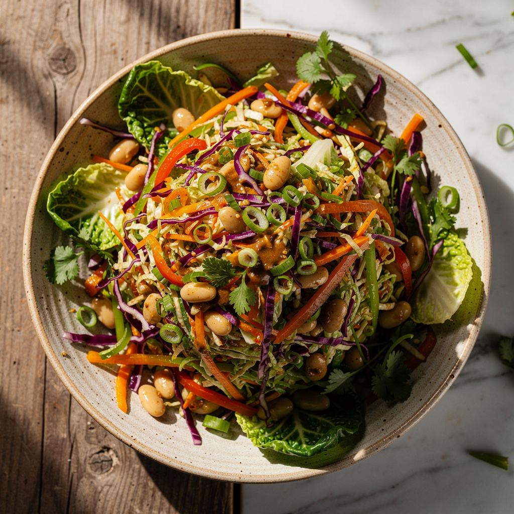Hearty Szechwan Coleslaw with White Beans