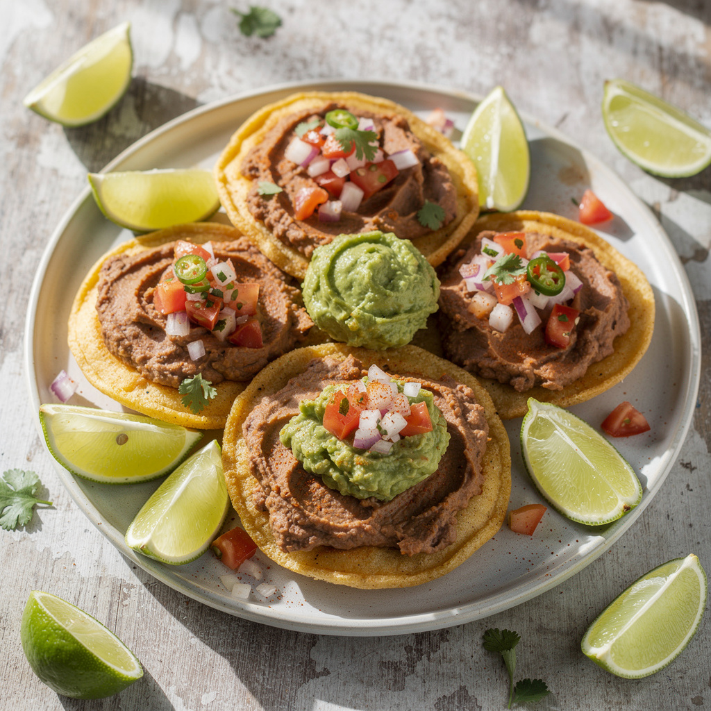Homemade Vegan Sopes with Refried Beans