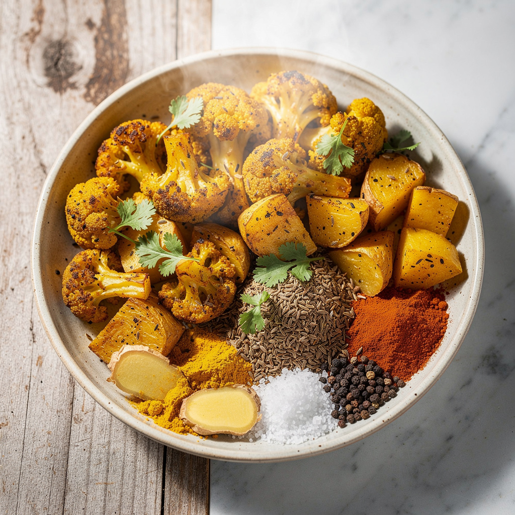 Indian-Spiced Cauliflower and Potato Casserole
