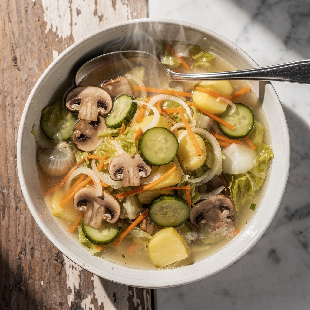 Instant Pot Cabbage and Potato Soup with Pickled Veggies