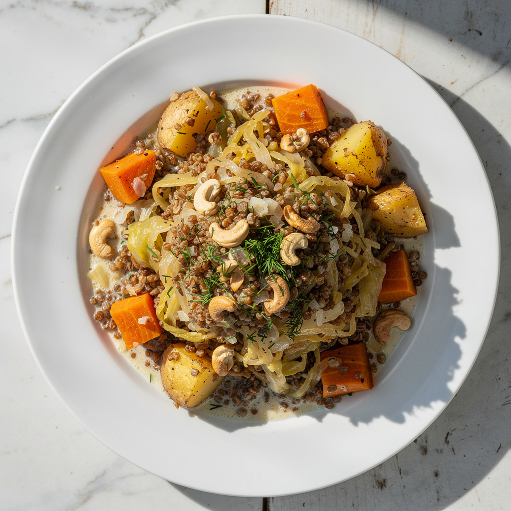 Kasha Pot with Potatoes, Cabbage, and Golden Beets