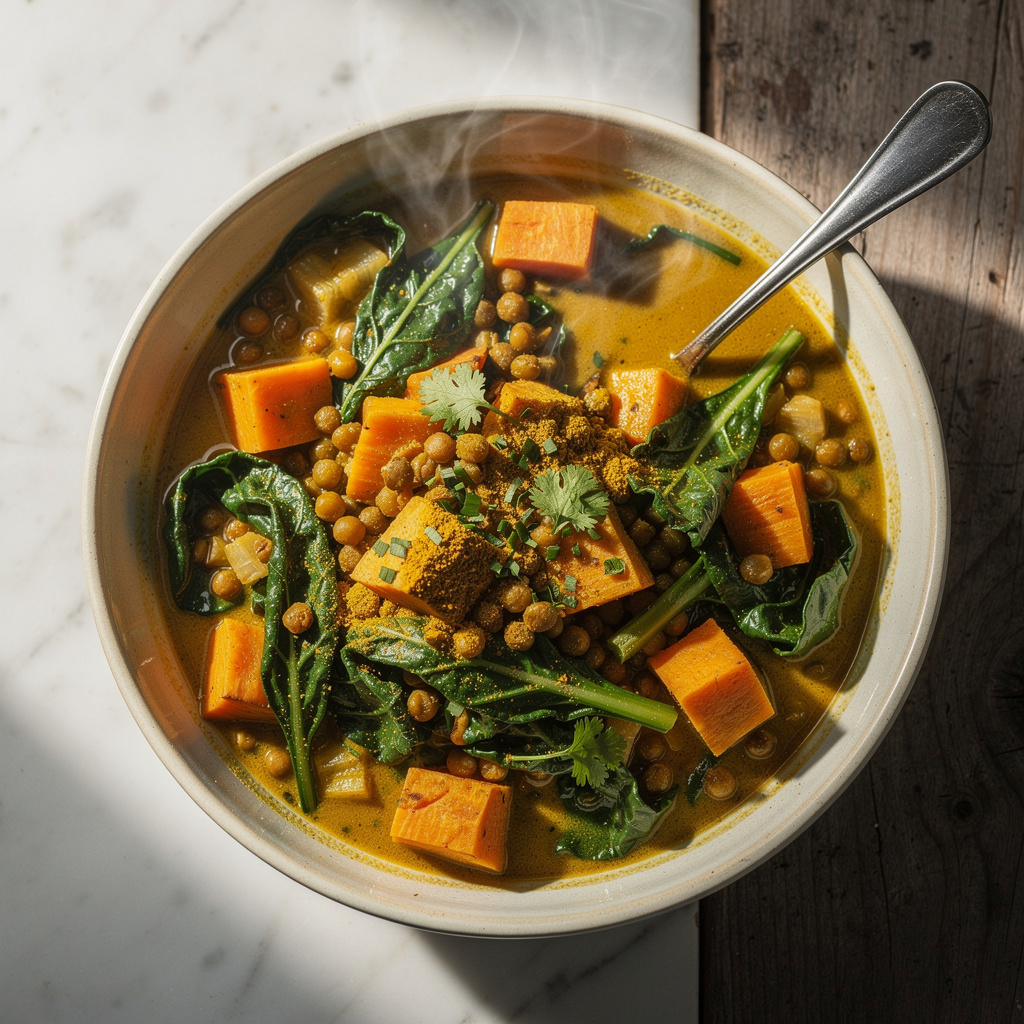 Lentil, Chard & Sweet Potato Curry