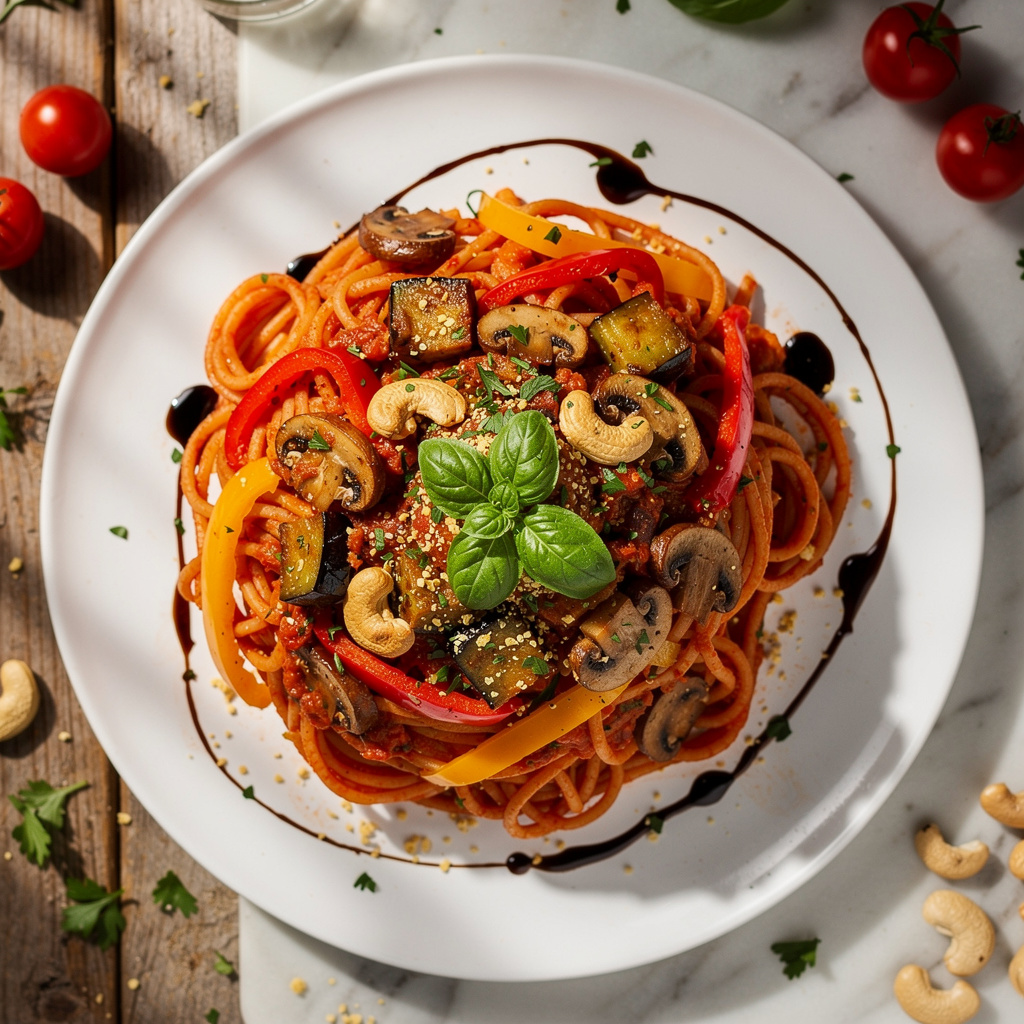 Mediterranean Pasta Bake with Mushrooms and Eggplant