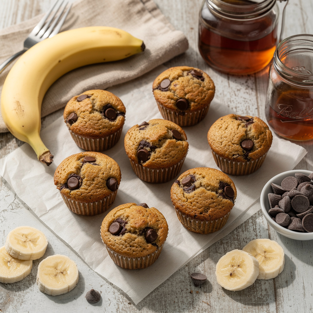 Mini Banana Chocolate Chip Muffins