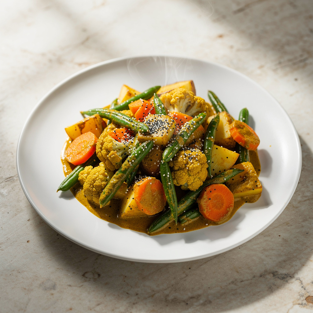 Mixed Winter Veggie Curry with Poppy Seeds