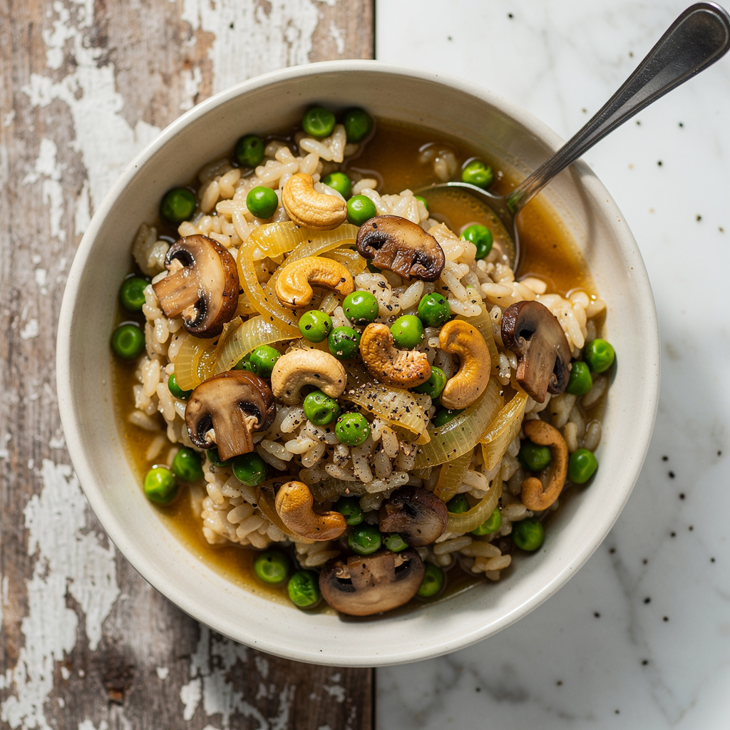 Mushroom and Green Pea Risotto