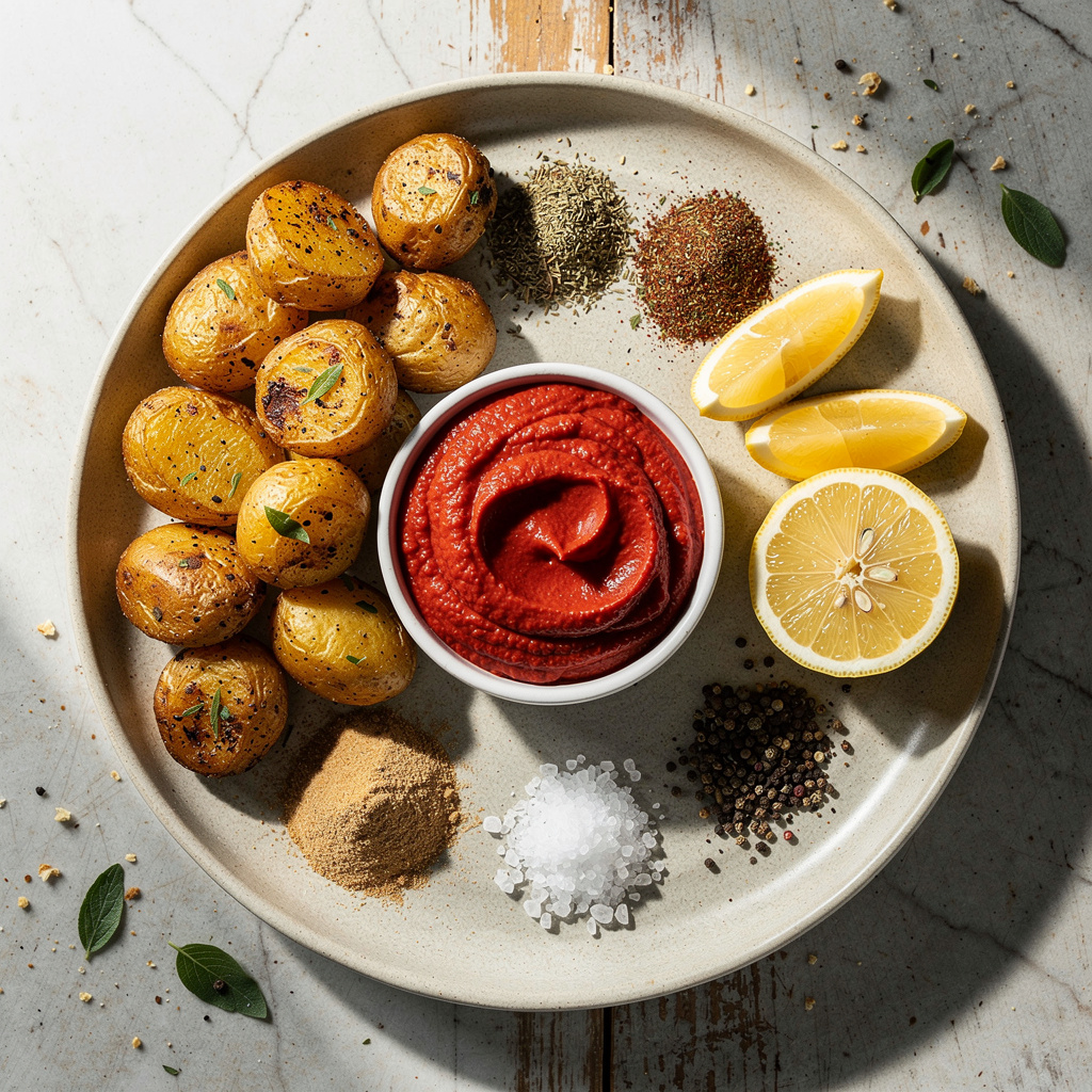 Potato Snackers with Red Pepper Dip