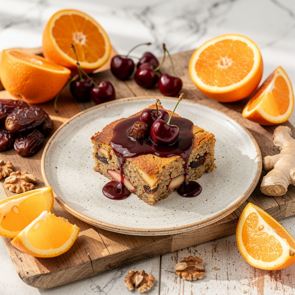 Quinoa and Apple Breakfast Casserole with Cherry Drizzle