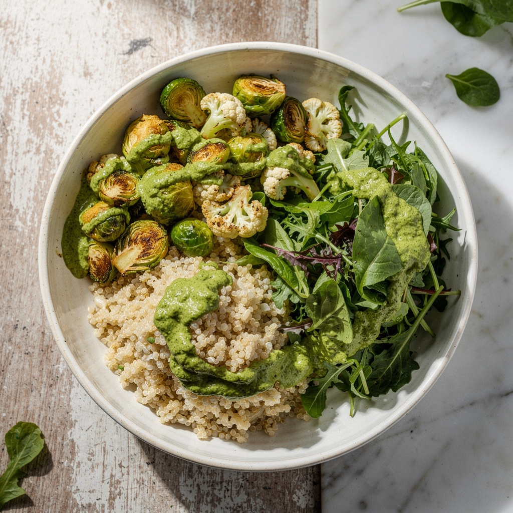 Quinoa Bowls with Creamy Pesto Dressing