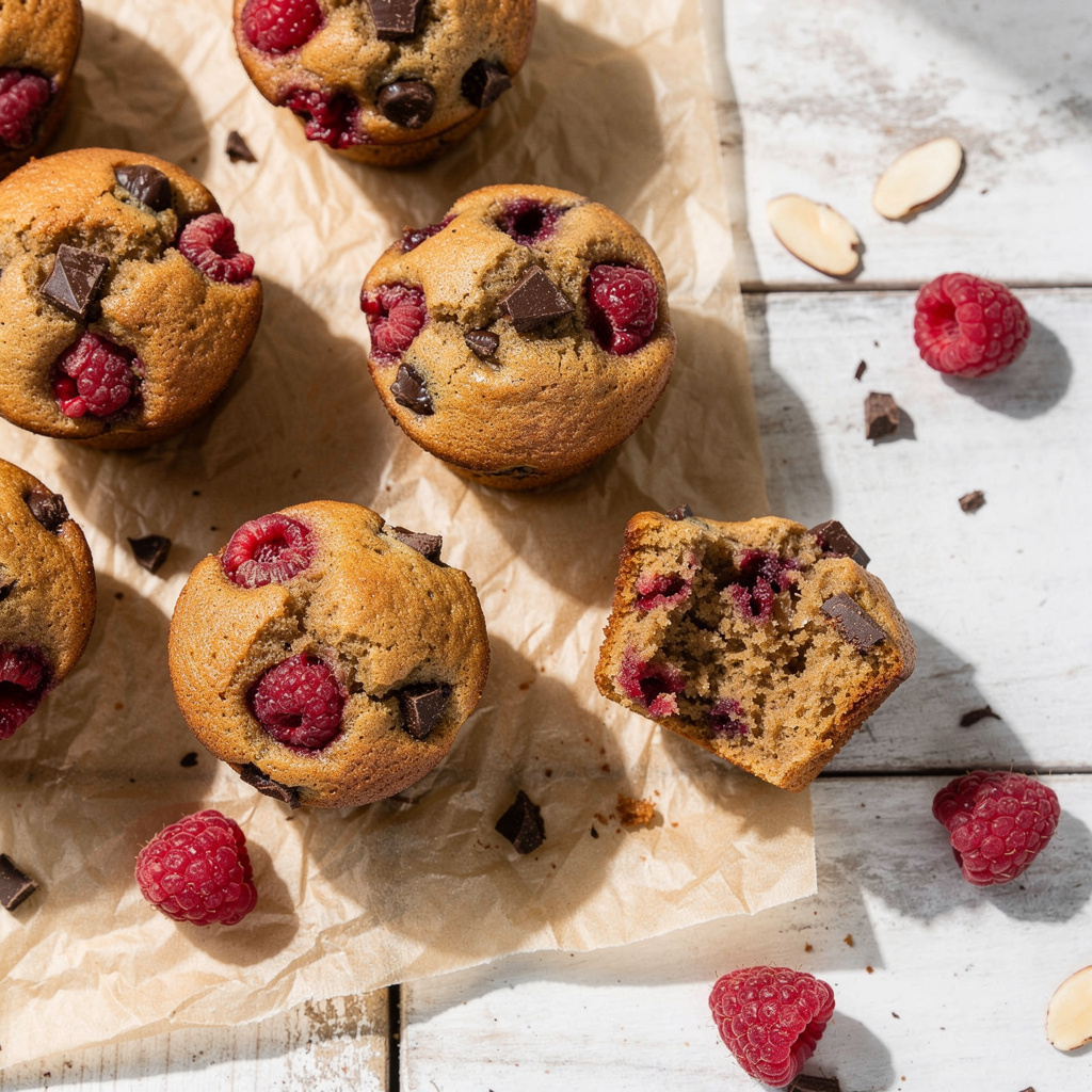 Raspberry Chocolate Almond Flour Muffins