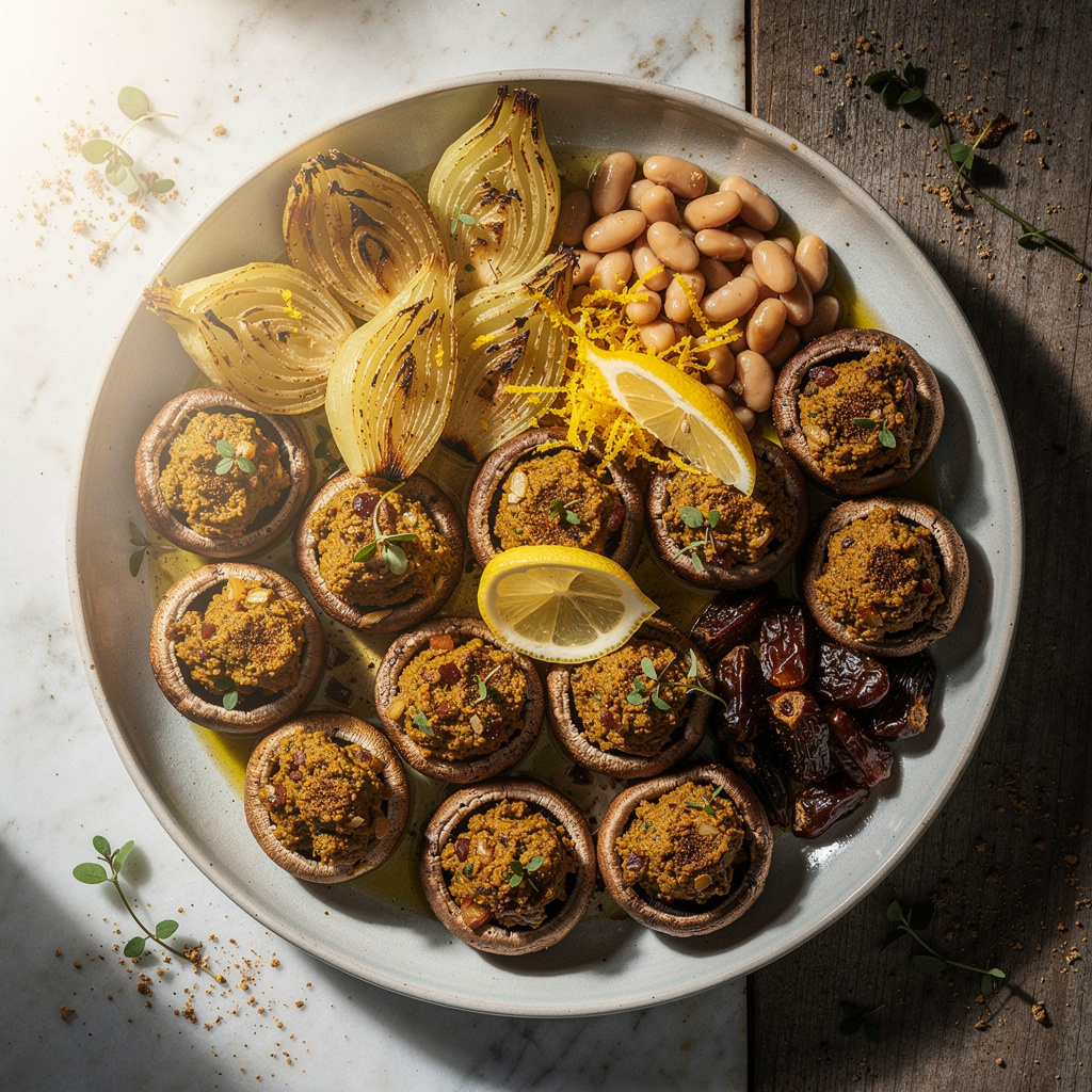 Smoky Vegan Stuffed Mushrooms