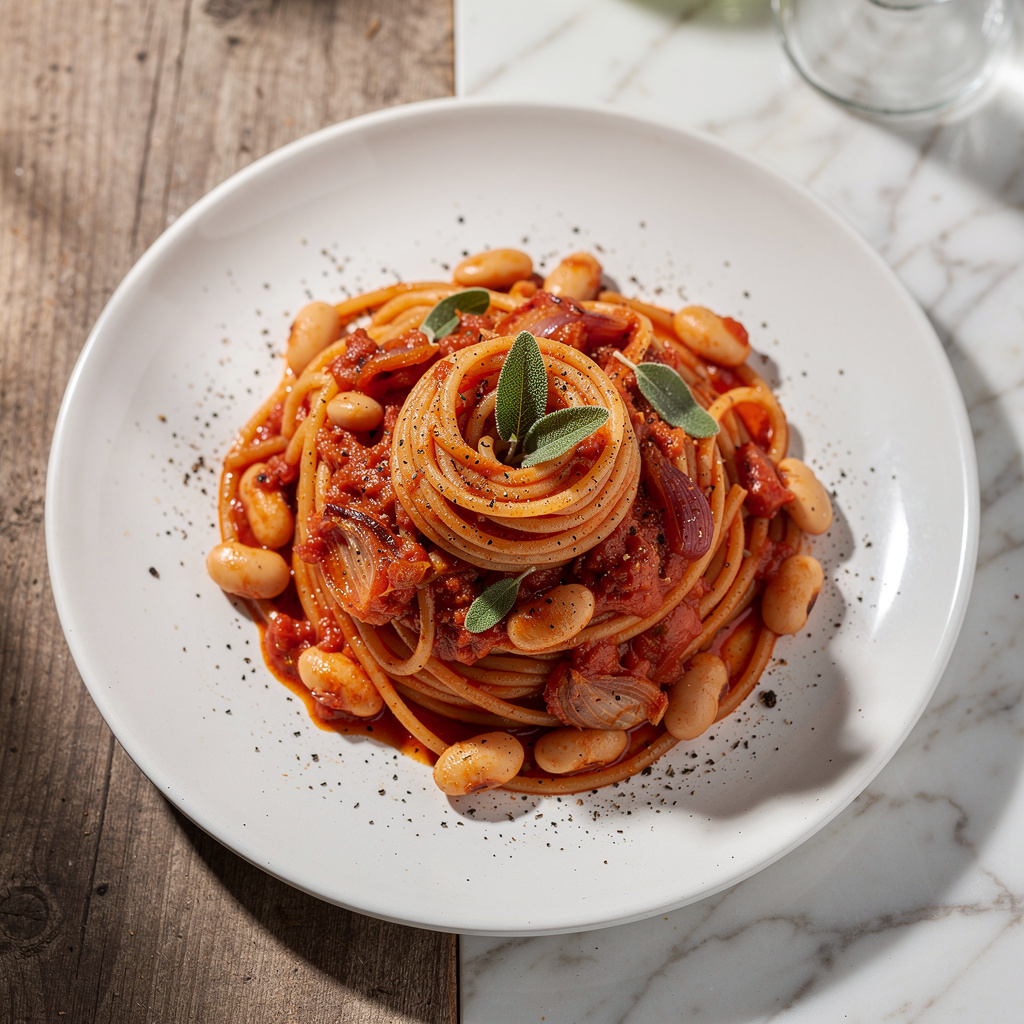 Spaghetti with White Beans and Shallot-Sage Marinara
