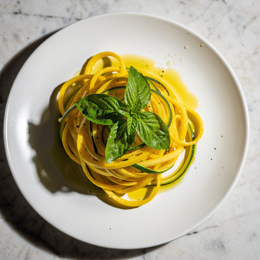Spiralized Summer Squash "Noodles" with Basil & Mint