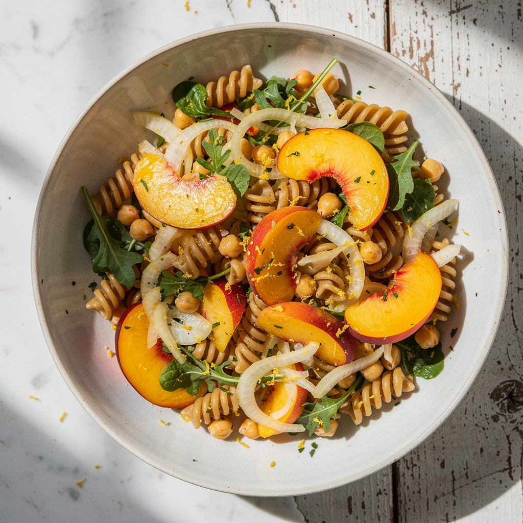 Stone Fruit Pasta Salad with Fennel
