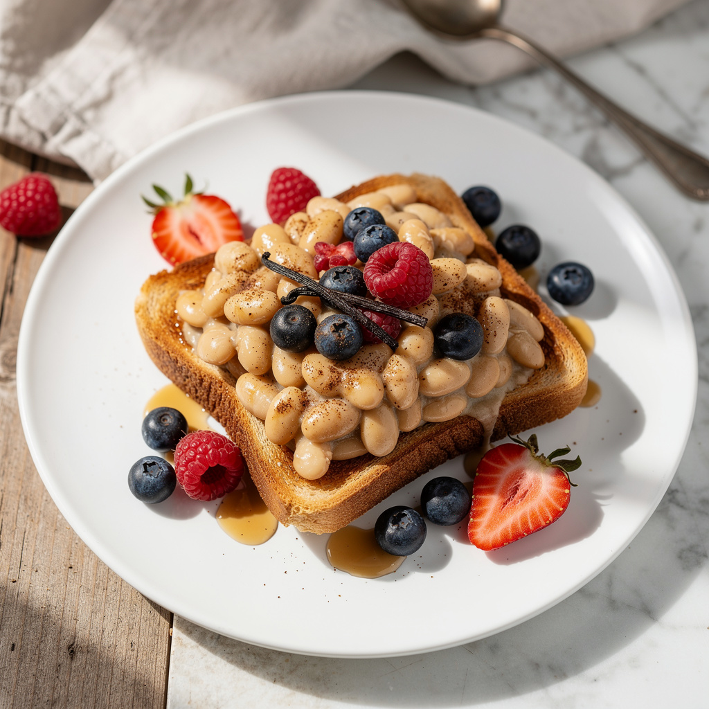 Sweet White Beans on Toast with Berries