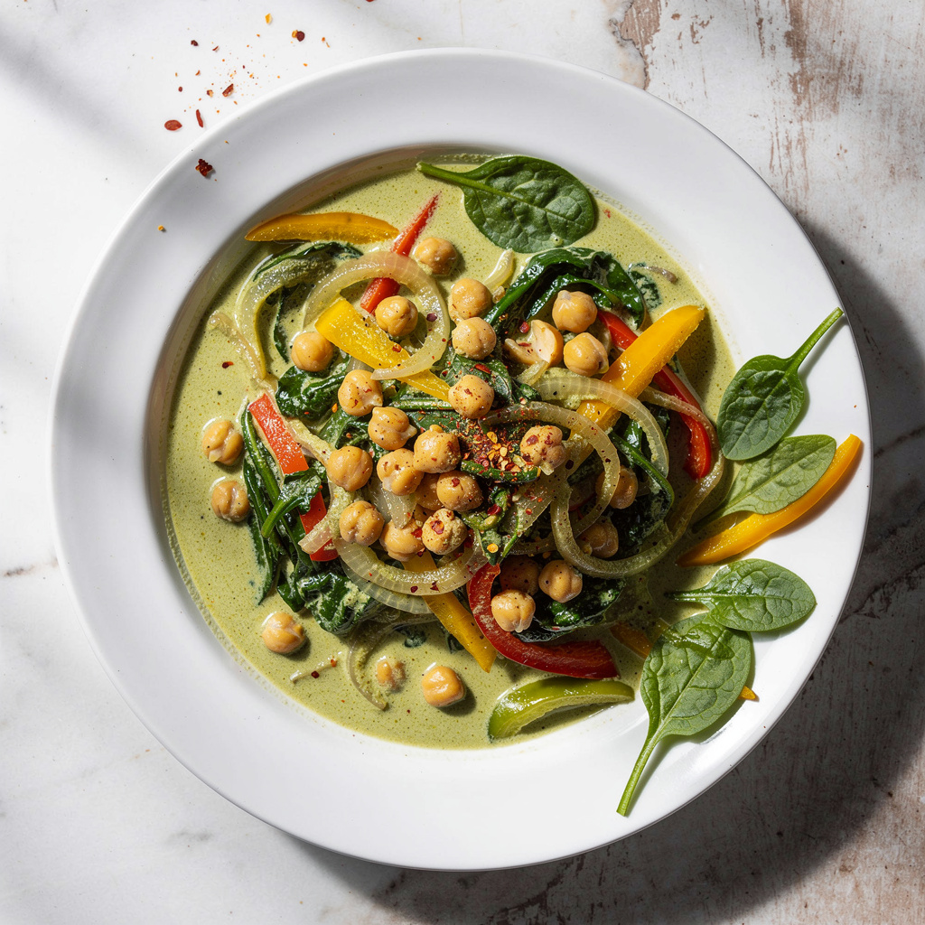 Thai Green Curry Chickpeas with Spinach