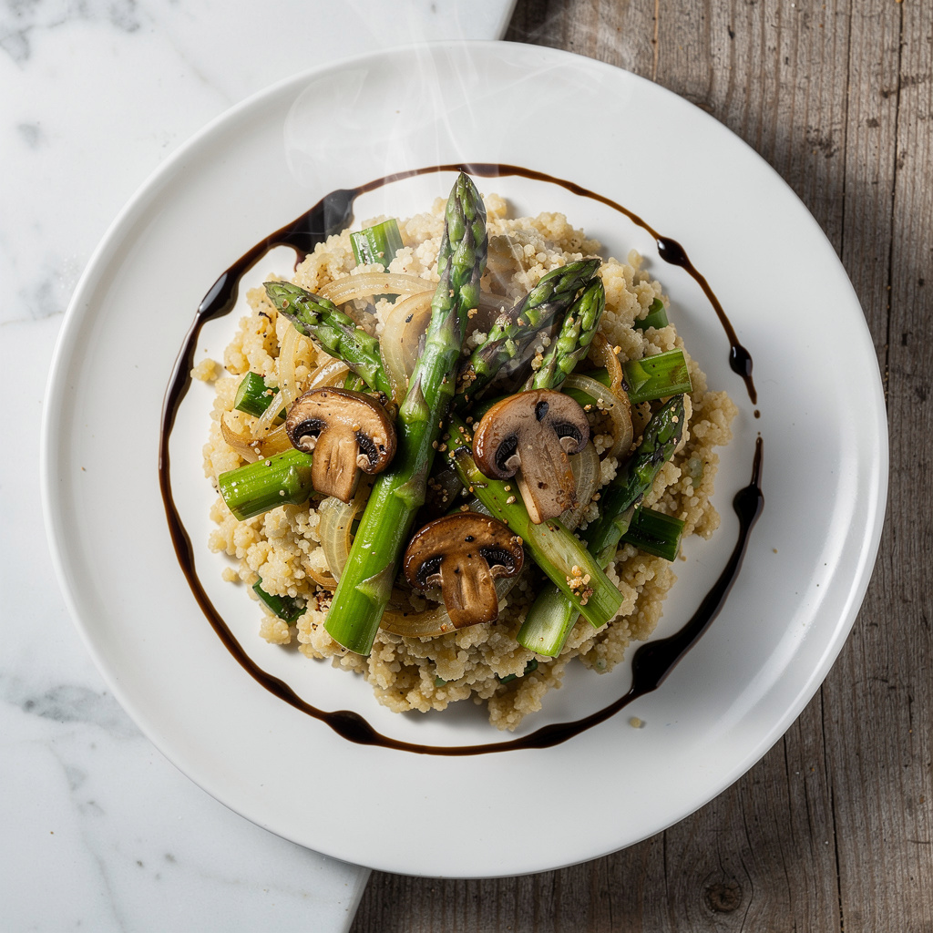 Vegan Cauliflower Rice "Risotto" with Asparagus & Mushrooms