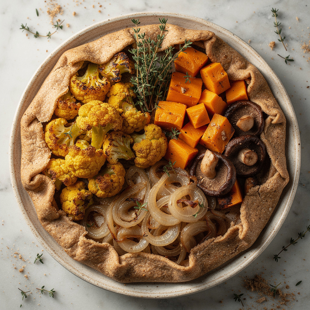 Vegan Galette with Caramelized Onion and Vegetables