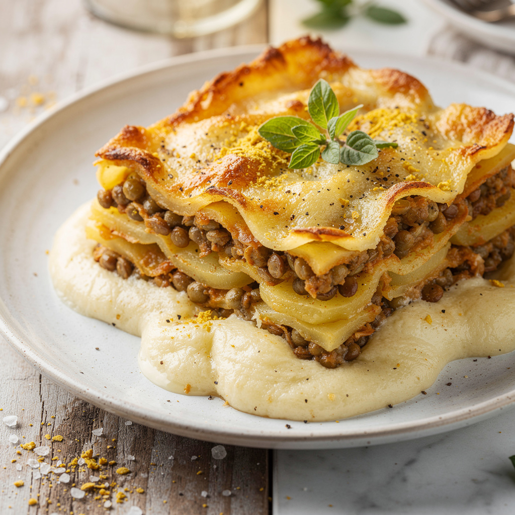 Vegan Pastitsio with Lentils (Greek Lasagna)