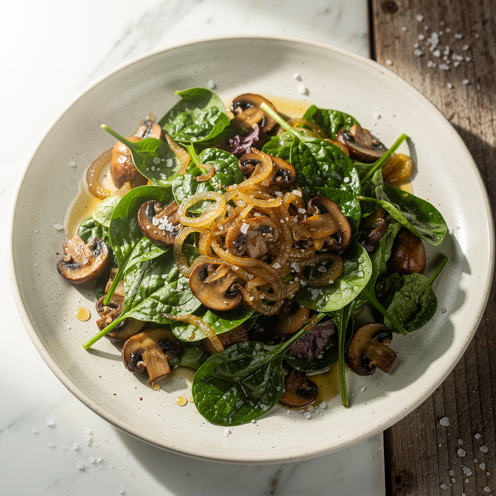 Warm Mushroom & Spinach Salad
