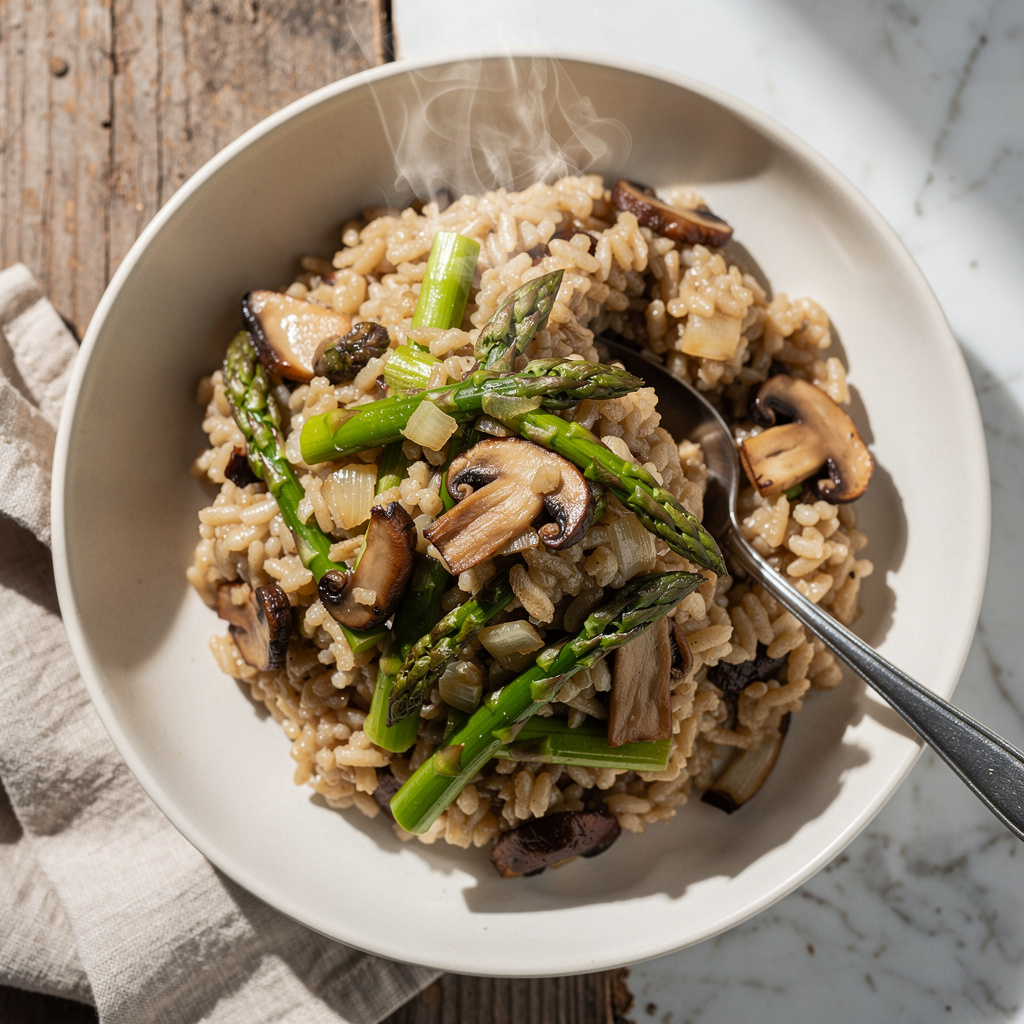 Wild Mushroom and Asparagus Risotto