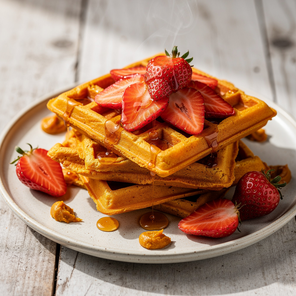 Vegan Gluten-Free Strawberry Pumpkin Waffles
