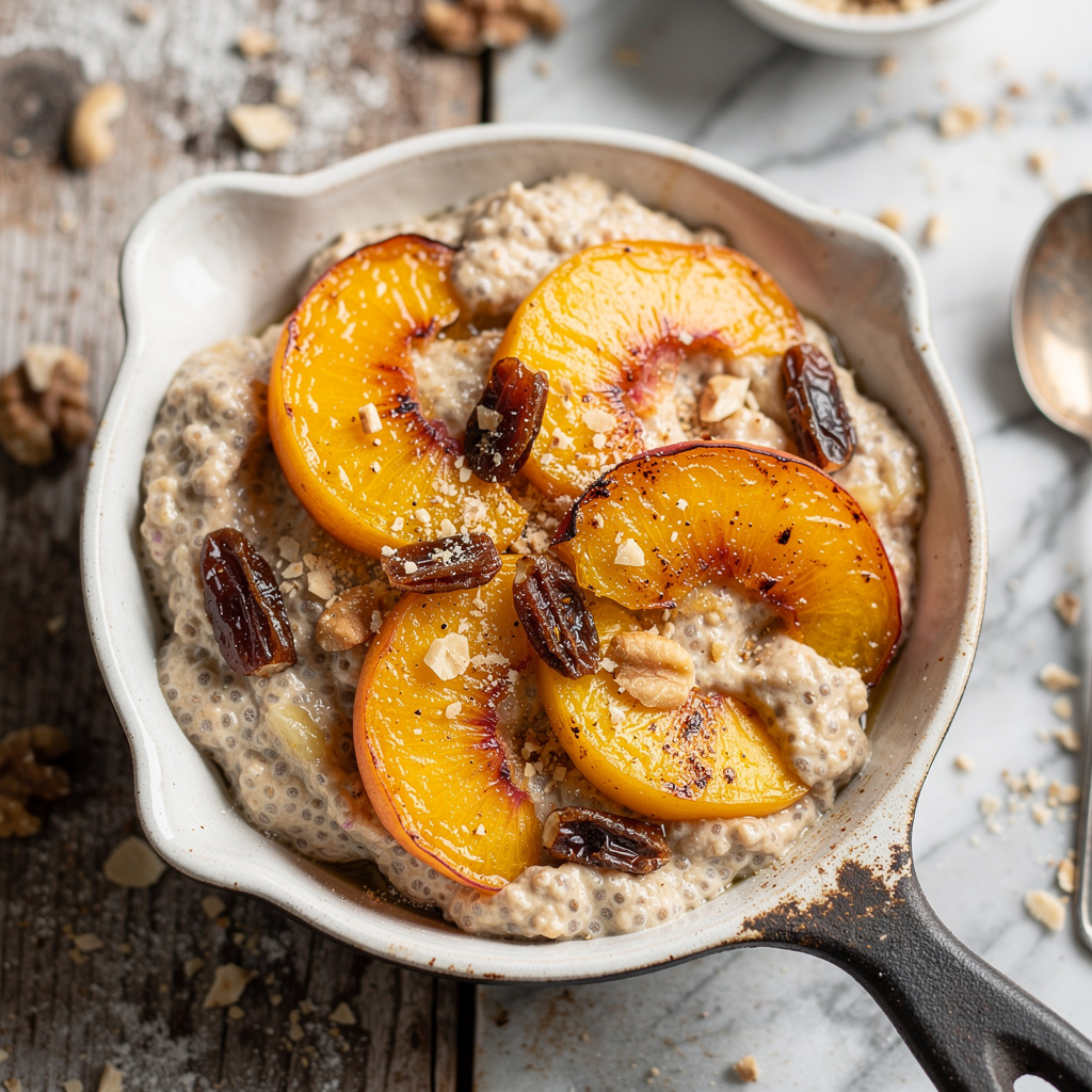 Roasted Peach and Ginger Chia Pudding