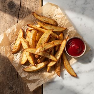 Baked French Fries & Ketchup