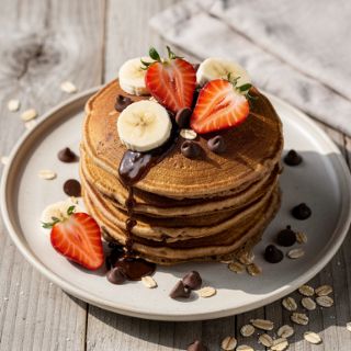 Banana-Oat Chocolate Chip Pancakes