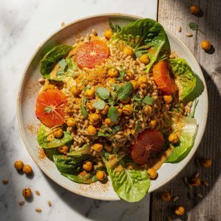 Blood Orange-Farro Salad with Crispy Chickpeas