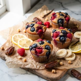 Blueberry-Raspberry Aquafaba Muffins