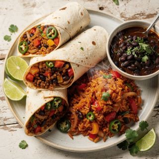 Burritos with Spanish Rice and Black Beans