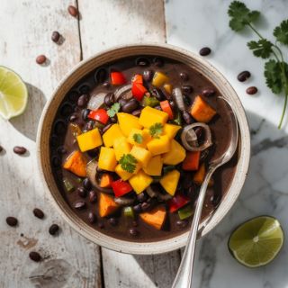 Caribbean Black Bean Soup with Mango Relish