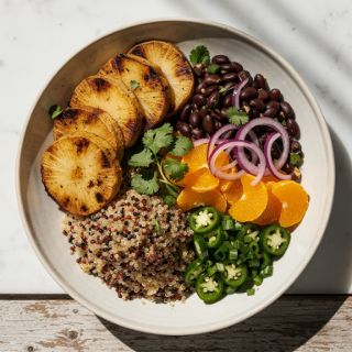 Celeriac Steak Asada with Black Bean Quinoa