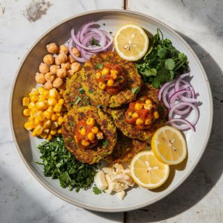 Chickpea and Corn Fritters with Tomato-Corn Chutney