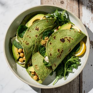 Chickpea Wraps with Homemade Spinach Tortillas