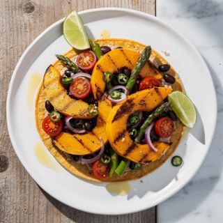 Grilled Melon and Black Bean Tostadas