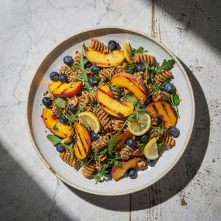 Grilled Peach and Blueberry Pasta Salad