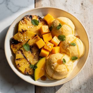 Grilled Pineapple with Minty Mango Nice Cream