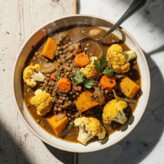 Harvest Vegetable Casserole with Lentils and Gravy