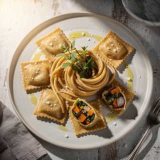 Kale and Sweet Potato--Stuffed Vegan Ravioli